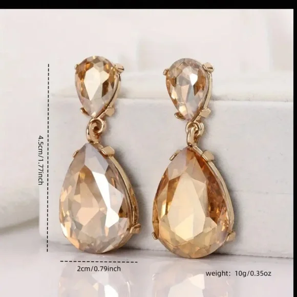 Vintage Inspired Teardrop Gemstone Earrings. New. - Picture 4 of 4